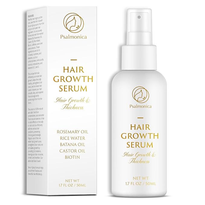 Hair Growth Serum: Rosemary Batana Castor Oil Rice Water Biotin Hair Oils for Hair Growth - Hair Growth Thickening Product - Hair Loss Treatments for Women Men(50 ML)