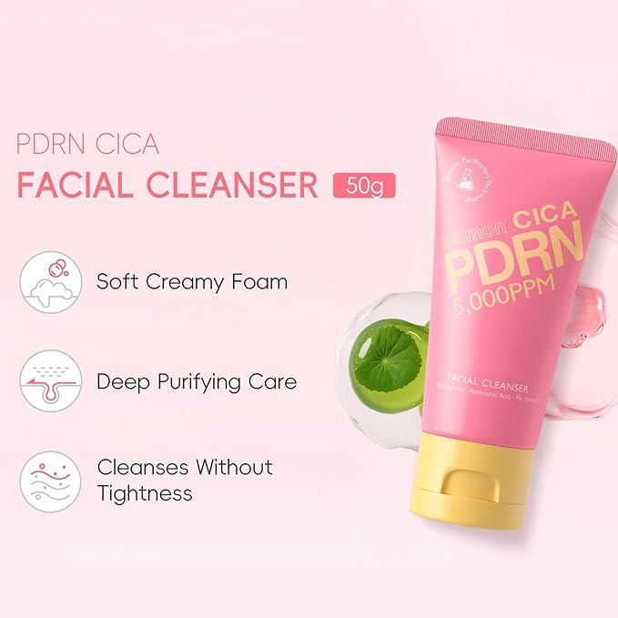PDRN Facial Cleanser,Hydrating Face Wash with Hyaluronic Acid & Soft Creamy Foam,Gently Cleanses Pores,Removes Oil & Impurities Without Dryness or Tightness | For a Balanced,Nourished Feel /2PCS