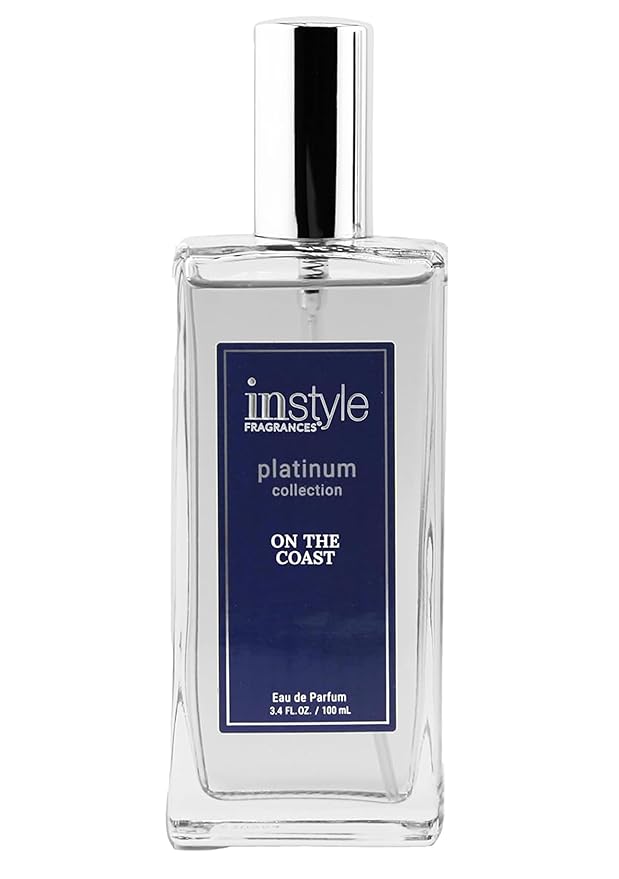 InStyle Fragrances Platinum Collection On the Coast, Inspired by J. Malone's Woo.d Sa.ge & Sea Salt, Premium Unisex Eau de Parfum, CLEAN, Vegan, Paraben-Free, Never Tested on Animals, 3.4 Fluid Ounces
