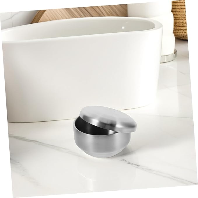 minkissy Stainless Steel Shaving Bowl with Lid for Men Shaving Soap Bowl Elegant Design for Comfortable Use Easy to Clean Foaming Tool for Bathroom Decor