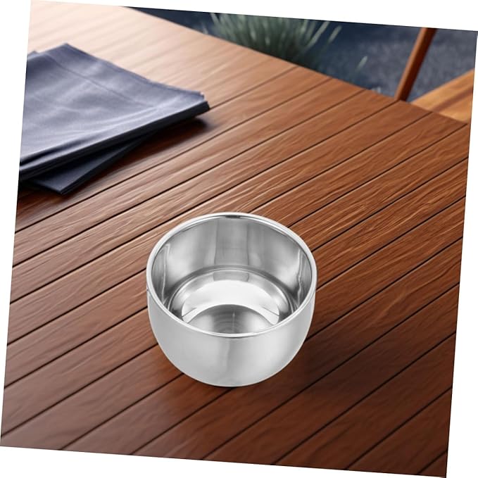 OUNONA 200ml Stainless Steel Double Layer Shaving Lather Bowl Set 2pcs Heat Insulated Shaving Foam Cup for Men