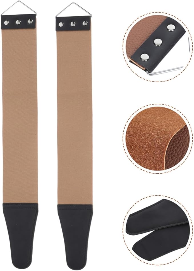 minkissy 2pcs Dual-sided Strop Sharpening Tool Manual Shaver Strop for Straight and Blades Easy to Use for Father Day