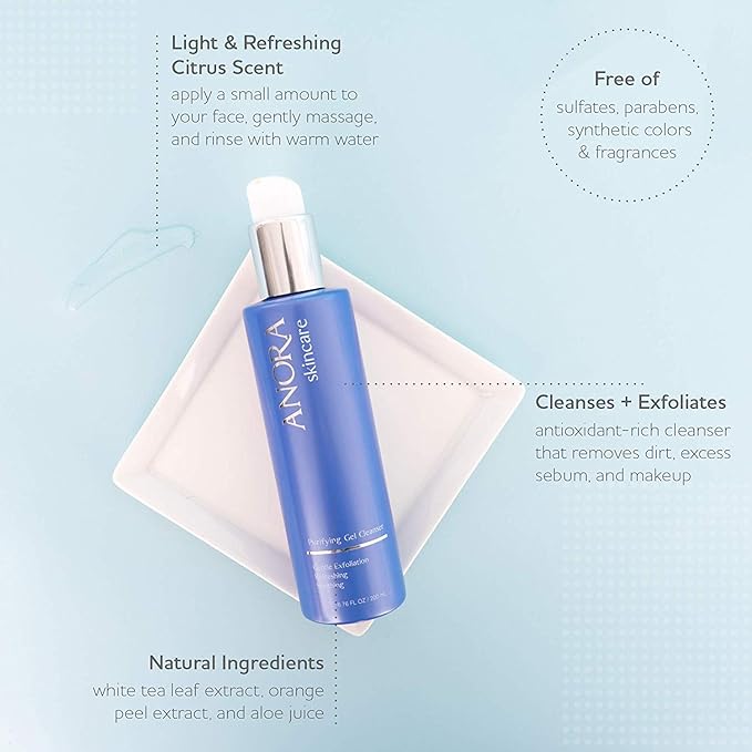 Anora Skincare Purifying Gel Cleanser Face Wash and Makeup Remover