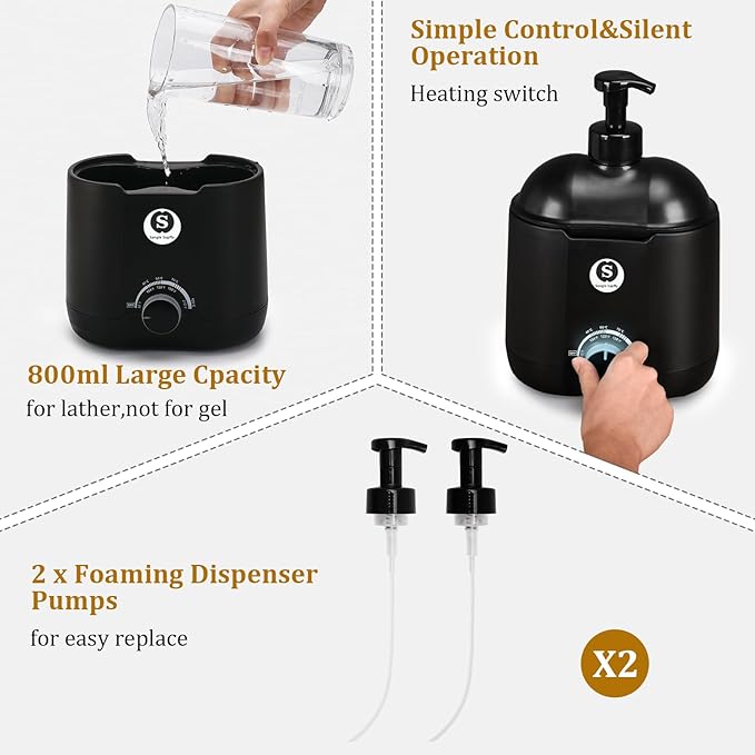 SANGLE SOPFFY Hot Lather Machine,Shaving Cream Warmer for Men 800ML Large Capacity Heated Shaving Cream Dispenser for Home Salon Barber Shop Spa With 2 Pumps,Christmas and Birthday Gift (Black)