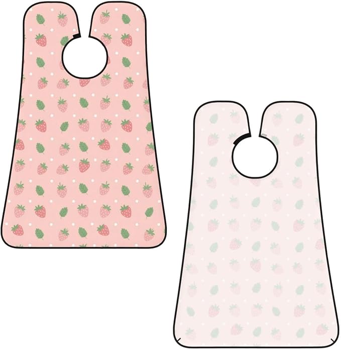 Waterproof Beard Trimming Bib, Non-Stick Hair Catcher for Men Shaving, Grooming Apron for Husband Dad, Cute Pink Strawberry Polka Dot Shave Bib