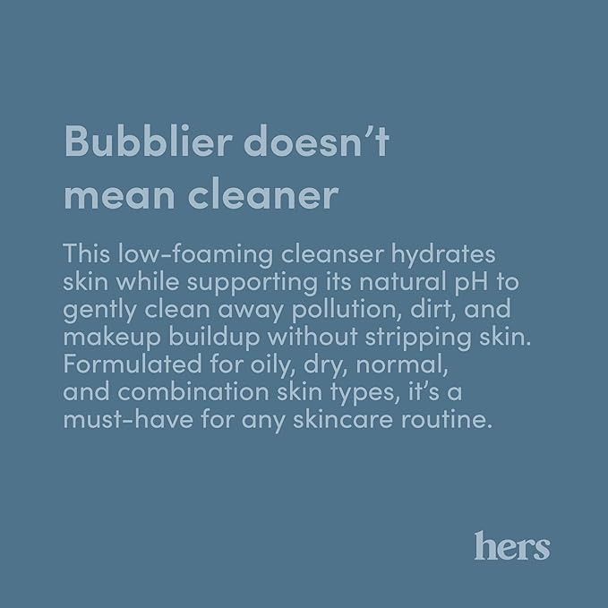 hers Clear Waters Facial Cleanser - Hyaluronic Acid, Squalane, & Green Tea Extract - Hydrating Face Wash for All Skin Types - pH Balanced & Paraben-Free - 6.8 Fl Oz