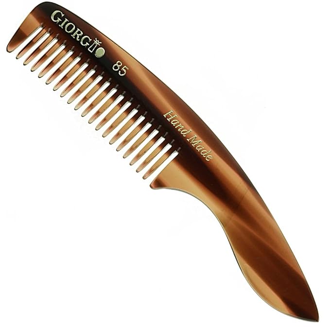 Giorgio G85 travel comb for Mustache and Beard for Men - Small Fine Tooth Pocket Comb for Everyday Hair Care - Sawcut and Hand Polished Pocket and Styling Comb - Tortoiseshell Combs (4.75")