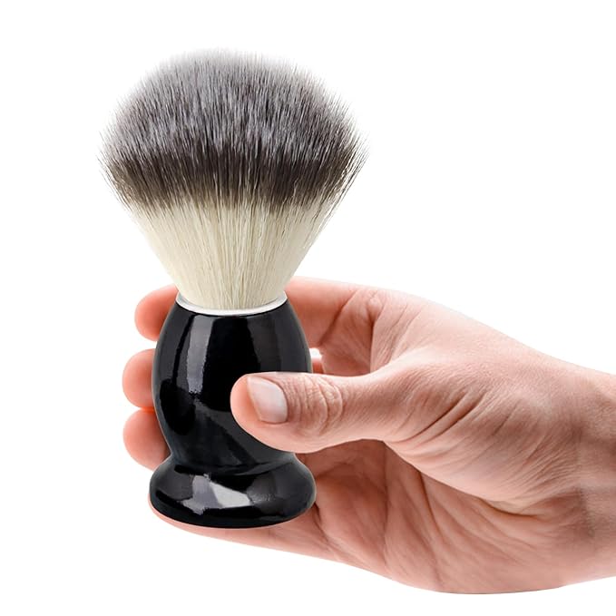 Shaving Brush with Stand Synthetic Hair Salon Shaving Brush with Wood Handle Father's Day Gifts for Him Dad Boyfriend