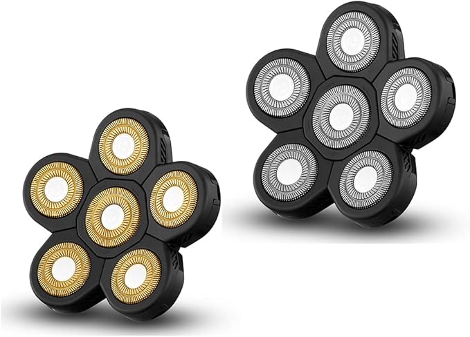 Roziapro Upgrade 6D Electric Shaver Replacement Head Freedom Head Shaver Replacement Blades Head Shavers for Bald Men Replaceable Head Waterproof Blades for Men Replacement Blade Head (Gold & Grey)