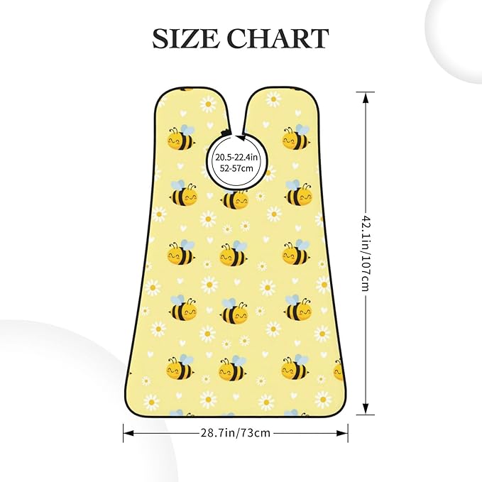 Ultimate Shaving Bib, Beard Trimming Apron with Hair Catcher, Cute Honeybee Bee Light Yellow