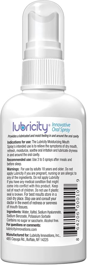 Lubricity Dry Mouth Oral Spray for Symptomatic Relief of Dry Mouth, Flavorless - 2 oz, 30 Day Supply