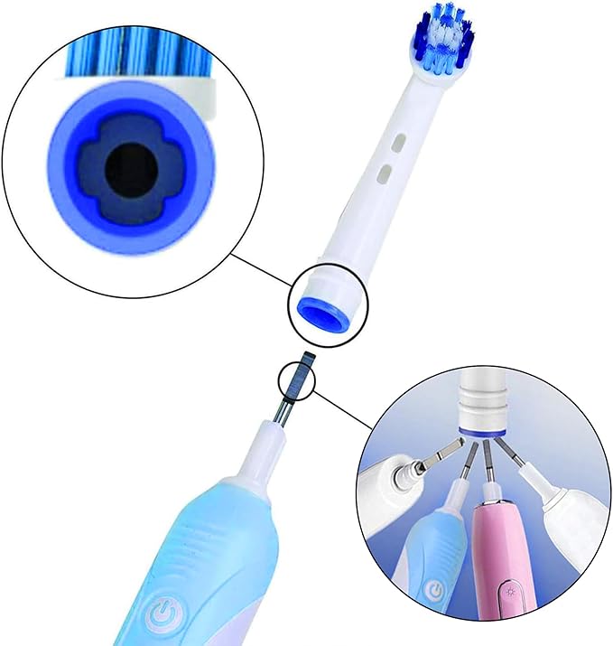 Replacement Brush Heads Compatible with OralB Braun- Pack of 4 Professional Electric Toothbrush Heads- Precision Refills for Oral-b 7000, Clean, Oral B Pro 1000, 9600, 500, 3000, 8000, Vitality Plus!