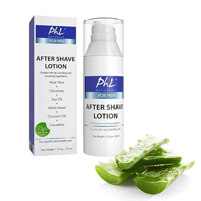 PHL Naturals Unscented Aftershave for Men – Fragrance-Free, Alcohol-Free After Shave Lotion for Sensitive Skin – Soothes, Prevents Razor Burn, Moisturizes – 1.75 oz