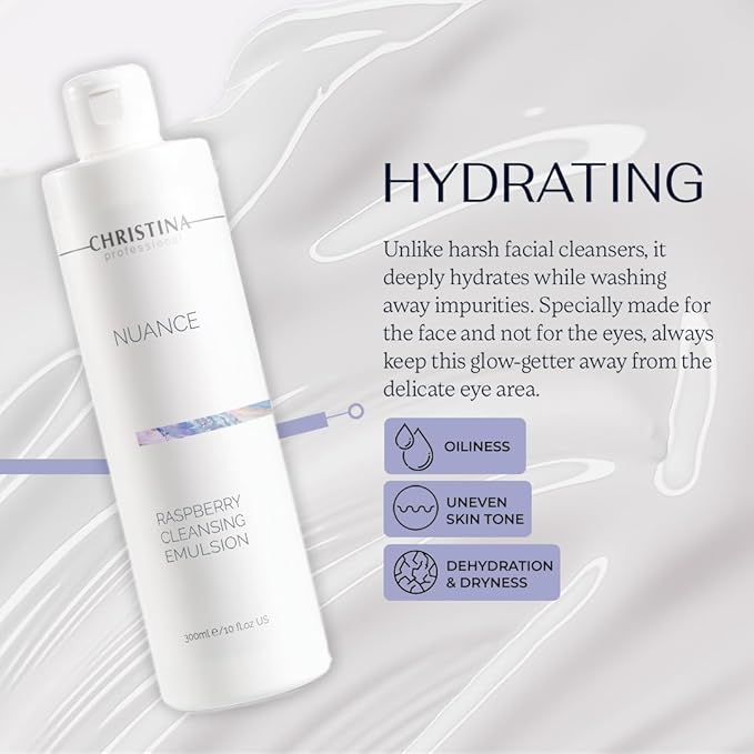 -CHRISTINA- Nuance Gentle Daily Cleanser for Face - Hydrating Facial Wash for Women & Men - Purifying, Moisturizing, Natural Emulsion with Pomegranate, Raspberry & Grape Seed Extracts - 300ml