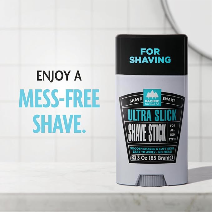 Pacific Shaving Company Ultra Slick Shave Stick - No Mess Body Shaving Stick with Moisturizing Coconut Oil - Travel-Friendly, Good for All Skin Types, Unisex (3 Oz)