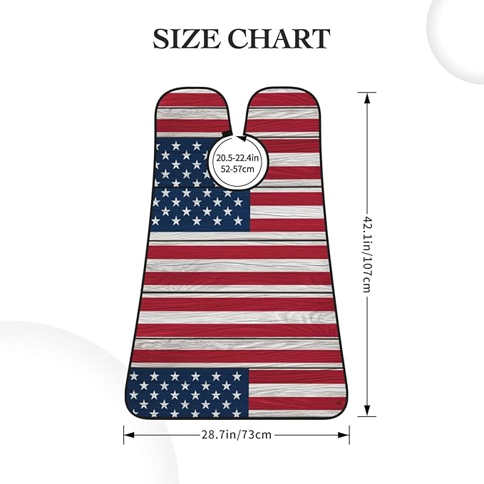 Adjustable Beard Catcher Apron, Wooden American Flag Shave Bib, Non-Stick Waterproof Grooming Bib, Shaving Essential for Men Dad Christmas