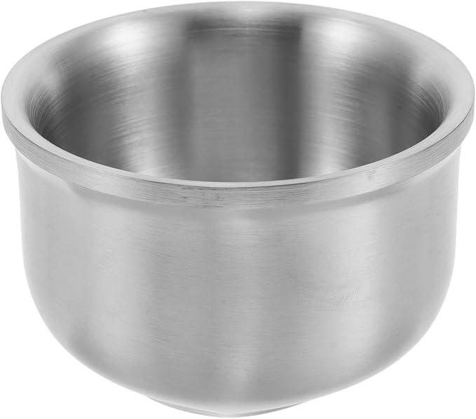 VICASKY 304 Stainless Steel Shaving Soap Bowl Cup with Beard Lathering Holder Gray Shaving Mug for Men’s Razor Cleansing