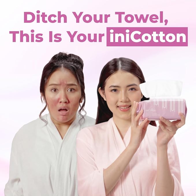 Face Towels, Indonesian Unscented Cotton Tissues for Sensitive Skin, Disposable Face Towelette, Ultra Soft, Clean Towels, Travel Size, 50 ct per Pack, 6 Packs, 300 Ct Total