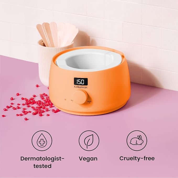 KoluaWax Premium Waxing Kit for Women - Beginner Friendly - Complete Wax Kit that includes 14oz of Wax Beads, Applicator, Pre and Post Care, Suitable for Sensitive Skin (Peach Fuzz)