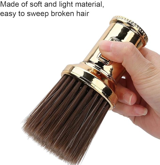 Hair Sweep, Multifunctional Neck Duster Brush Beard Shaving Brush Barber Brush for Barber Shop(Gold)