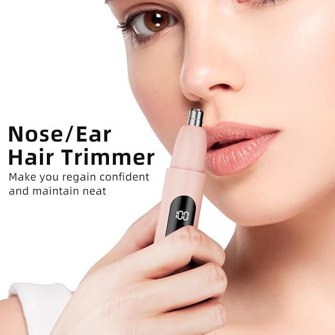 Nose Hair Trimmer Rechargeable Cordless Painless Ear and Eyebrow Trimming Tool-Dual Edge Easy Cleansing for Man Woman