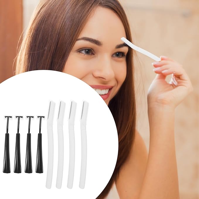 VILLCASE 4 Sets Eyebrow Razor for Women, Portable T-Shaped Eyebrow Trimmer with Replaceable Blades, Multipurpose Dermaplane Facial Hair Shaver for Precise Brow Shaping and Makeup Touch-up