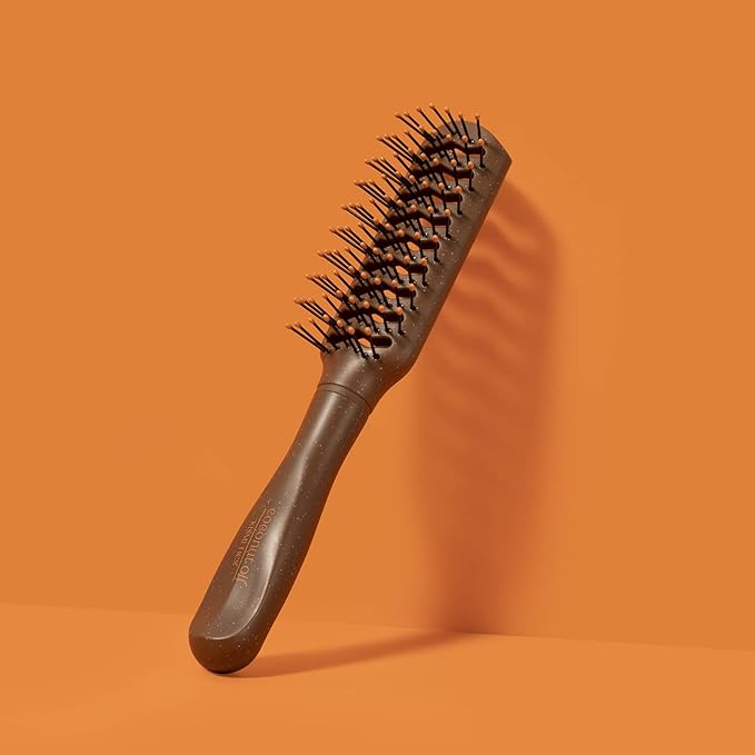 Coconut Oil Infused Vent Brush with Bristles for Blow-drying, Styling, Curling, and Straightening - Suitable for All Hair Types