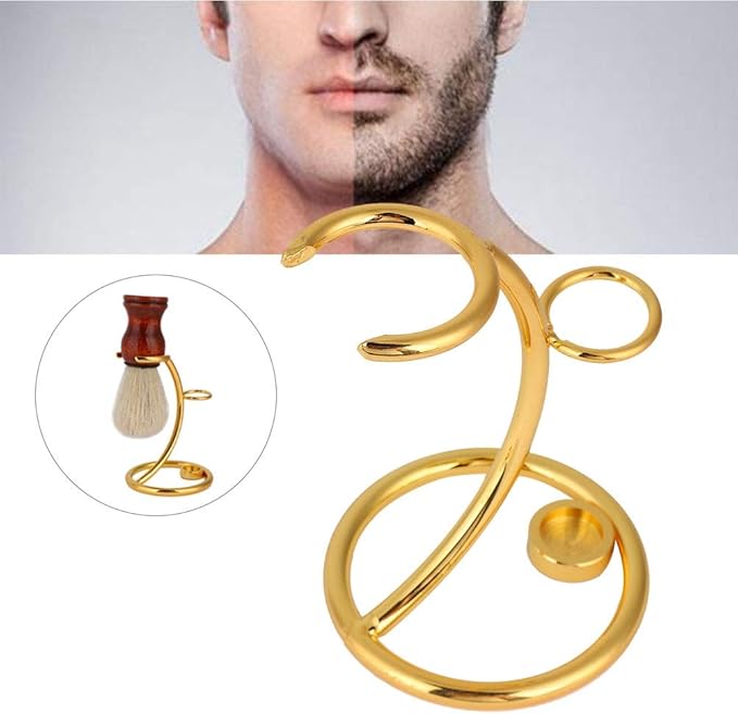 Tmtop Men Shaving Tool Holder Beard Shaver Razor Brush Stand Rack (Gold)