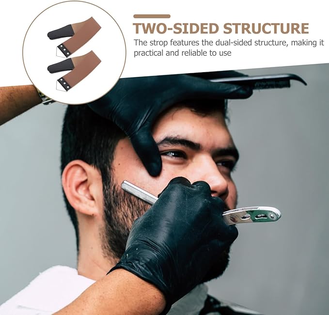 PartyKindom 2pcs Double-sided Shaver Sharpening Strop Practical Razor Strop for Barber Shops Home Use for Straight Razors Blades Easy to Hang Random Colors