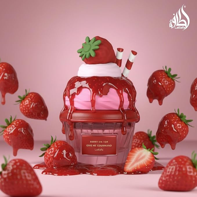 Lattafa Berry On Top Eau de Parfum, Give Me Gourmand Collection, Fruity Berry & Vanilla Cream Scent, Spray Form, 75ml