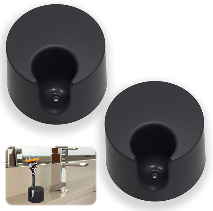 2 Pack Razor Stand For Men, Razor Stand Compatible with Gillette Razors, Suitable for Various Shaver Handles Alloy Steel Bathroom Countertop Organizer with Drainage Holes