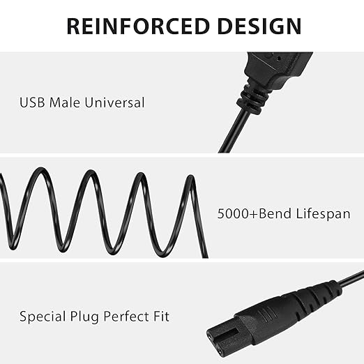 Meliya USB Charger Cable for Skull Pitbull Charger, Palm, Butterfly Kiss and Beast Clipper PRO Shaver, Charger Adapter Cable Cord for Skull Pitbull Gold PRO Pitbull Platinum PRO