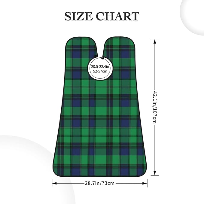 Beard Trimming Hair Catcher, Black Green Scottish Tartan Plaid Shave Bib, Non-Stick Bib Apron Waterproof, Shaving Tool for Men for Husband Father’s Day