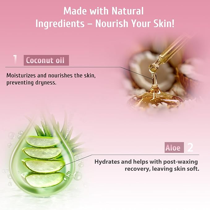 Wax Beads with Coarse Hair Formula, 2lbs Hard Wax Beads for Hair Removal and Sensitive Skin, Hard Wax Beans for Bikini, Brazilian, Legs, Underarms, Chest, Full Body Waxing(Natural Aloe)