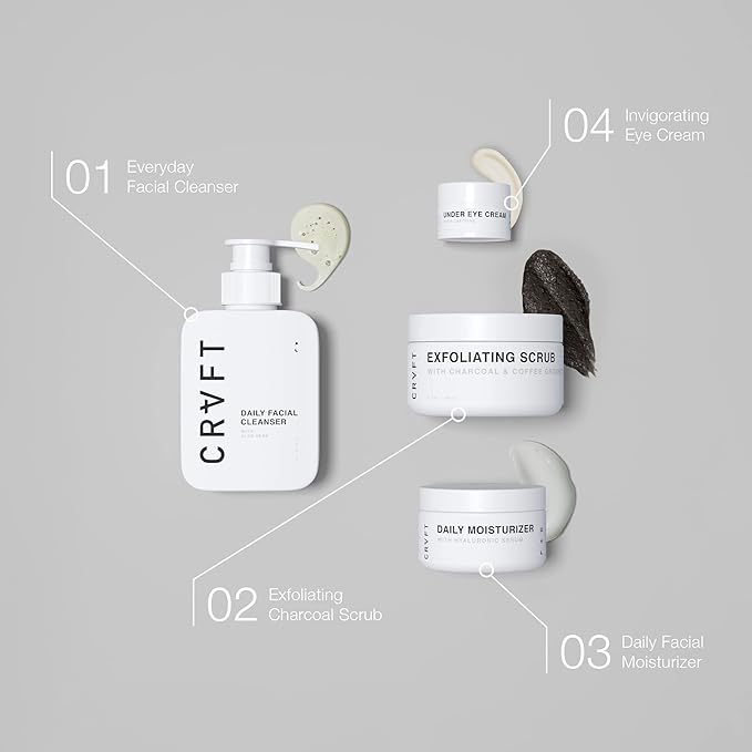 CRVFT Men's Daily Facial Moisturizer 1oz [AM/PM] | Long-Lasting Deep Hydration/Lock-In Moisture/Reduce Dryness | All Skin Types | with Hyaluronic Acid | Made in USA | Paraben & Sulfate Free [Scented]