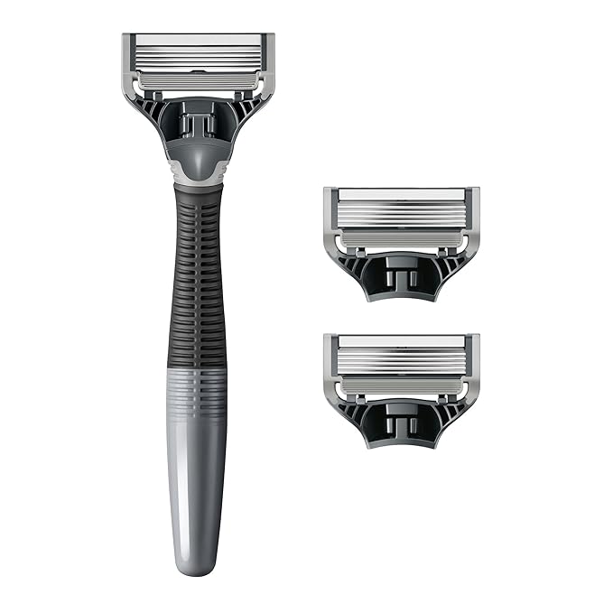 Harry's Original Shaving Kit for Men - Razor Handle and 3 Razor Blade Refill Cartridges - German Engineered - Charcoal