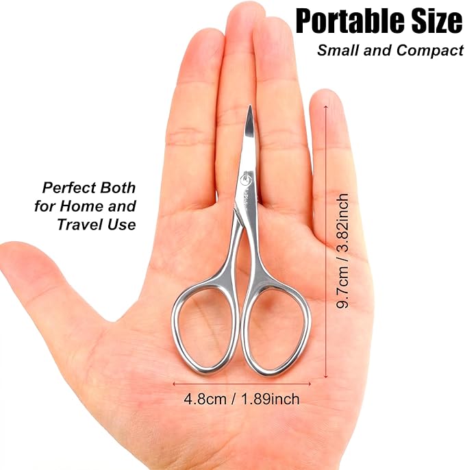 Premium Facial Hair Small Grooming Scissors For Men Women - Eyebrow, Nose Hair, Mustache, Beard, Eyelashes, Ear Trimming Kit - Pointed Tips Blades