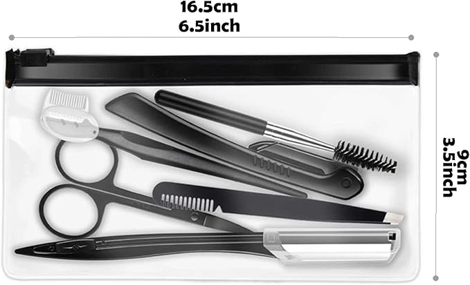 Eyebrow Razor Kit, 6 in 1 Professional Eyebrow Grooming Set for Women and Men, Including 3 Eyebrow Razors Trimmer,1 Tweezer,1 Scissor,1 Eyelashes Roller,1 Storage Bag