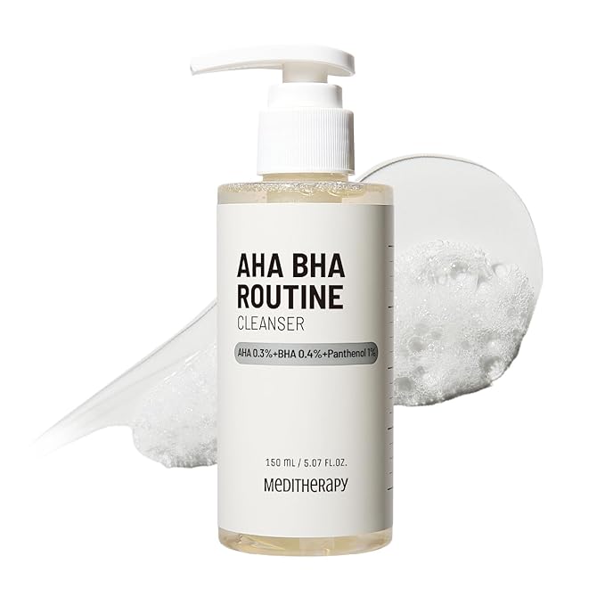 MEDITHERAPY Aha Bha Routine Cleanser 5.07 Fl. Oz – Mild Acne Face Wash for Sensitive Skin – Gel Type Deep Pore Cleanser, Blackhead Remover, Exfoliating – Korean Skin Care