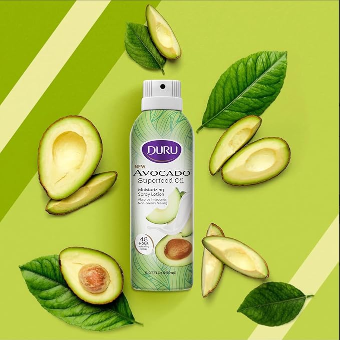 Duru Avocado Moisturizing Spray Lotion - Spray Moisturizer Avocado Oil Lotion 48 Hour Moisture Body Lotion