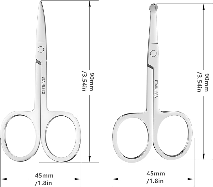 12-Pack Nose Hair Grooming Scissors Curved,Sharp Manicure Cuticle Scissors Stainless Steel All Purpose,Small Scissors Beauty for Men Women Eyebrow,Mustache,Beard Ear Trimming Kit