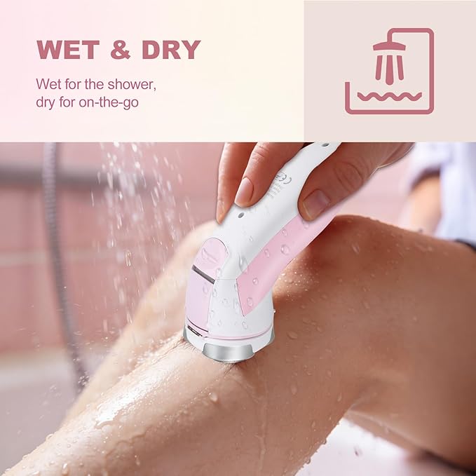 Electric Razors for Women,Rechargeable Shaver for Women,LED Display Wet & Dry Waterproof Electric Razors for Body Face Legs Underarms and Bikini Area,Pop-Up Trimmer Portable Travel Razor Pink