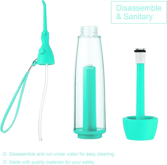 Water Dental Flosser for Teeth Oral Irrigator Water Teeth Cleaner Non Electric Portable Affordable Oral Irrigator Cordless Manual Air Pressure Simple Operation for Home and Travel