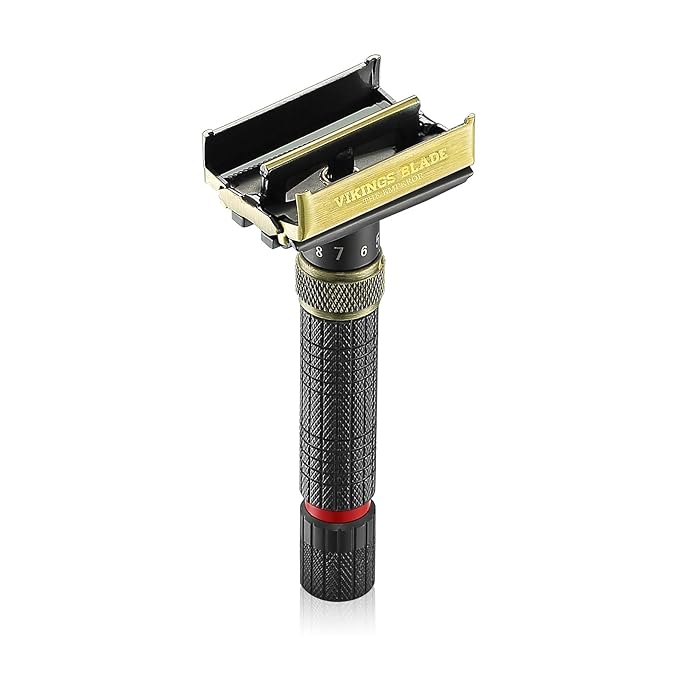 VIKINGS BLADE Adjustable Double Edge Safety Razor + Luxury Case. Smooth, Reusable, Eco-Friendly (The Emperor “Meiji”)