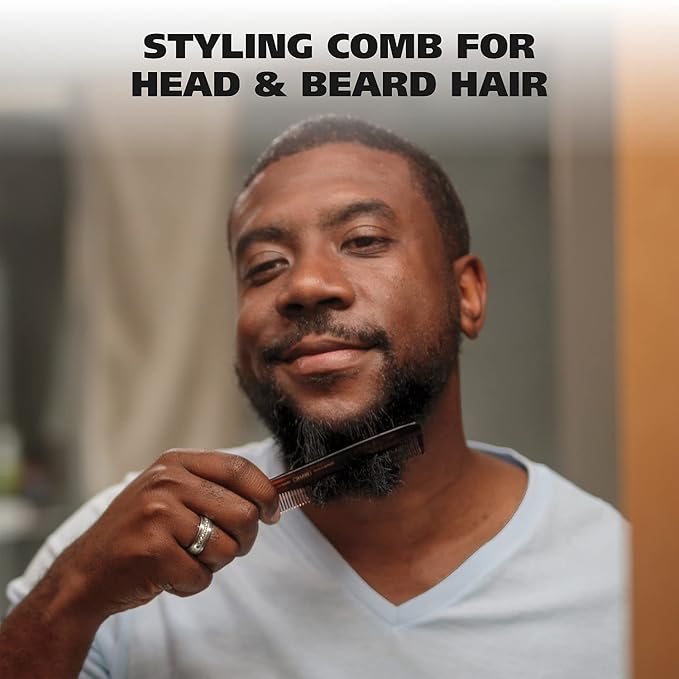 Wahl Beard, Mustache, & Hair Styling Comb for Men's Grooming - Handcrafted & Hand Cut with Cellulose Acetate - Smooth, Rounded Tapered Teeth - Model 3328