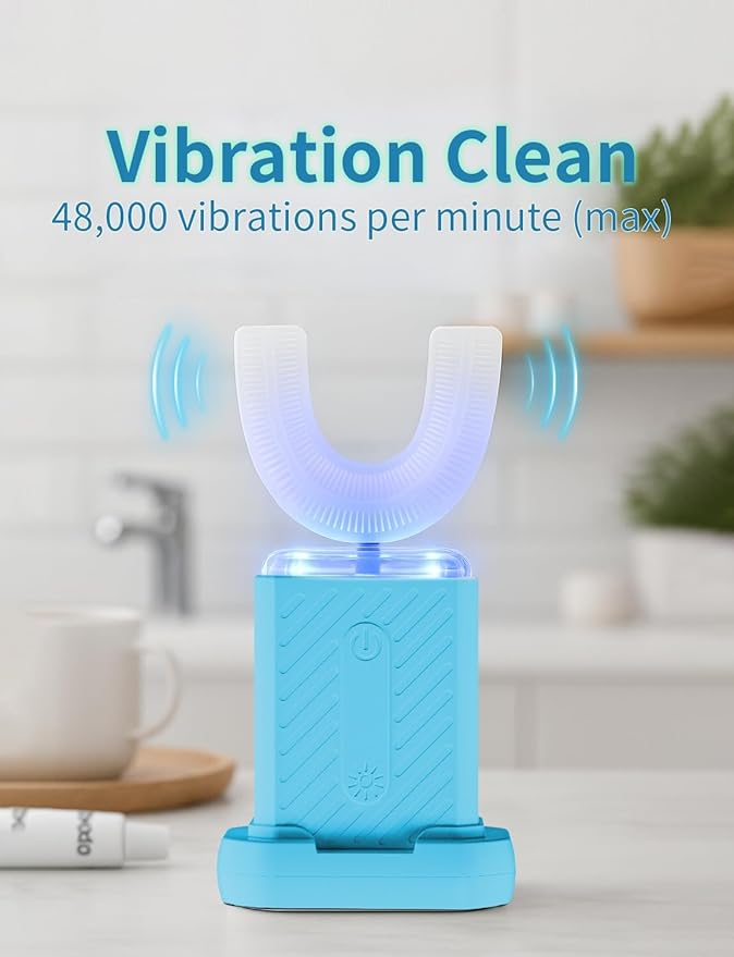 U-Shaped Electric Toothbrush, 4 Modes, 60-Second Clean, Magnetic Contact Charging, Travel-Friendly