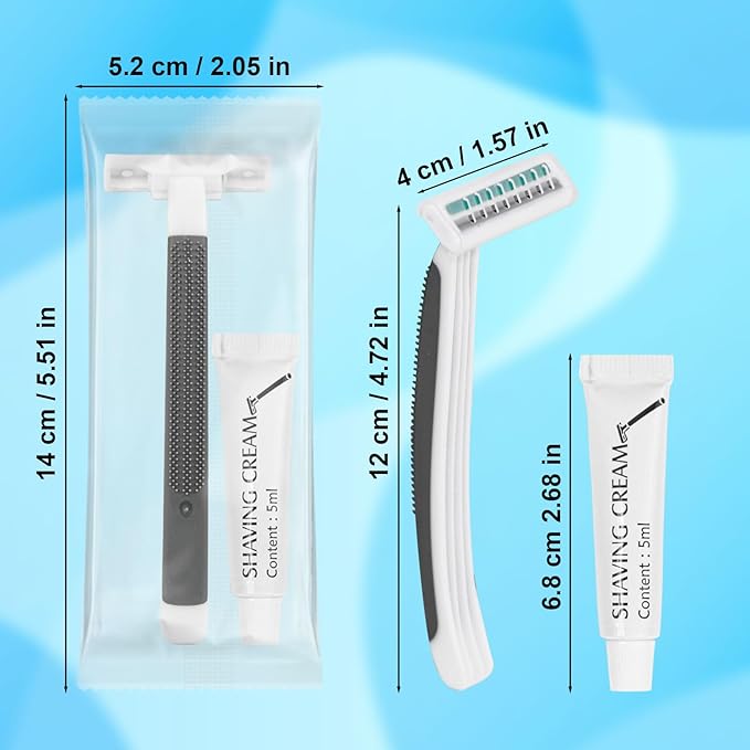 Disposable Razors Bulk, Razors Individually Wrapped Bulk, Travel Razors Bulk With Shaving Cream For Hotels, Shelters, Homeless, Nursing Homes, Charities, Churches, Gray (100-PACK)