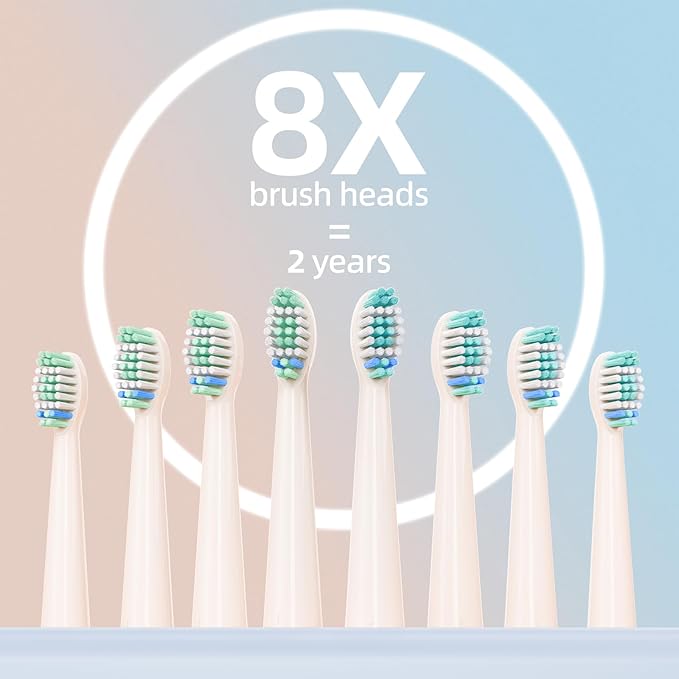 YUNCHI Sonic Electric Toothbrush, Electric Toothbrush for Adults and Kids, Rechargeable Battery Toothbrushes, 4 Brush Heads, 2 Min Timer, IPX7 Waterproof, 5 Modes, Blue Yellow Gradient