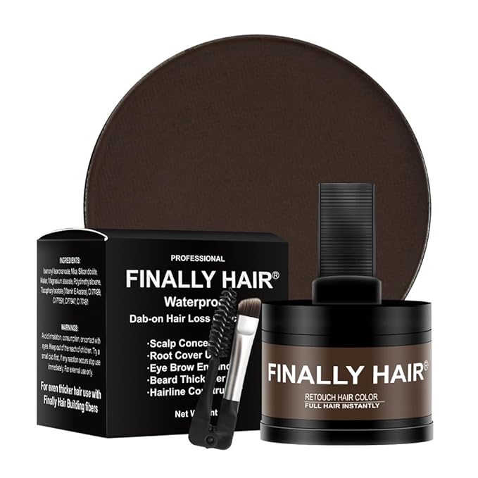 (Medium Brown) - Finally Hair Dab-on Hair Loss Concealer, Hairline Creator, Eye Brow Enhancer, and Beard Filler. for Thicker Hair use it First Then Apply Our Hair Fibres. (Medium Brown)