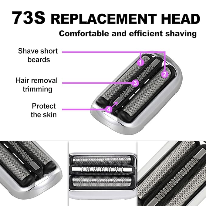 73S Series 7 Electric Shaver Replacement Head Compatible with Braun Series 7 Foil Shaver Replacement Heads 7020s,7025s,7027cs,7071cc, 7075cc and 7085cc 2PCS